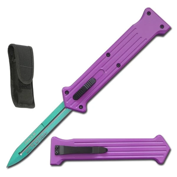 8.75" Purple Handle Double Action JOKER OTF Automatic Knife 3 8.75" Purple Handle Double Action JOKER OTF Automatic Knife