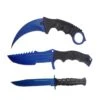 3 Pc Combo CSGO Blue Tactical Fixed Blade Knife Set - Karambit, Huntsman, Combat Knife -Knife Shop 20 099BL3 1