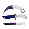 3 Pc Combo CSGO White Galaxy Tactical Fixed Blade Knife Set - Karambit, Huntsman, Combat Knife -Knife Shop 20 099WT3 1