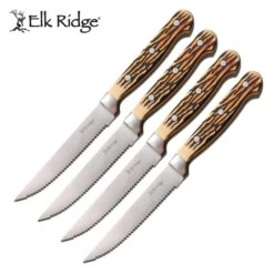 Elk Ridge Steak Knife Set 4 Piece Full Tang Knives