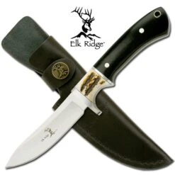 8.5 Inch Black Wood & Jig Bone Insert Handle Hunting Knife