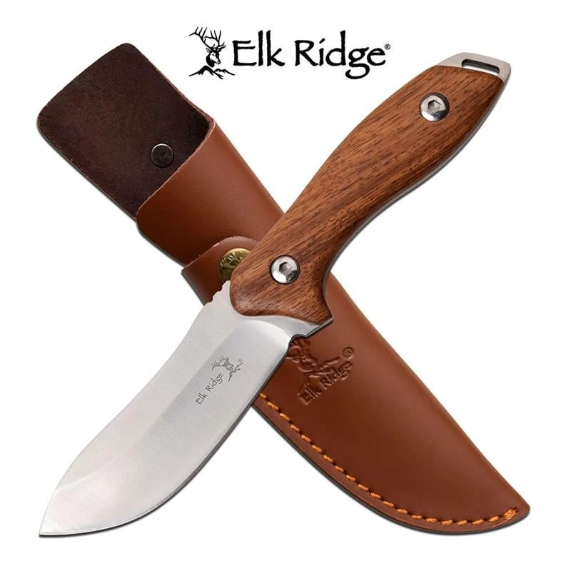 Elk Ridge Fixed Blade Full Tang Hunting Knife Red Wood Handle 3 Elk Ridge Fixed Blade Full Tang Hunting Knife Red Wood Handle