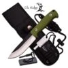 Elk Ridge BushCraft 10.5 Inch Fixed Blade Hunting Knife Olive Green Nylon Fiber Handle -Knife Shop ER555GN