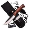 Elk Ridge BushCraft 10.5 Inch Fixed Blade Hunting Knife Brown Pakka Wood Handle