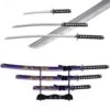 3pc Blue Dragon Japanese Katana Samurai Sword Set Carbon Steel Blade Bushido Stand -Knife Shop FL22928 1 1