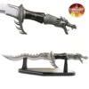 24" Flaming Dragon Dagger With Wood Display Stand -Knife Shop FM421B