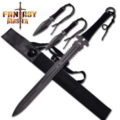 29 Inch Fantasy Ninja Sword 3CR13 Blade - 2 Piece Throwing Knives
