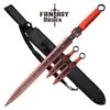 Red Skull Ninja Sword With Throwing Knives Set -Knife Shop FMT 058RD