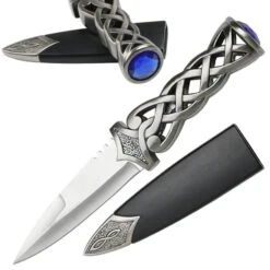 Scottish Celtic Dagger With Sheath - Silver