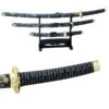 3 Piece Blue Samurai Sword Set With Stand