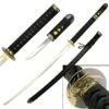 Black And Gold Samurai Katana Sword With Hidden Tanto -Knife Shop JS647B