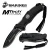 US Marines Folding Knife With 4MM Black Blade - ABS Rubber Handle -Knife Shop M1020BK