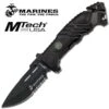 5 Inch US Marines 4.5MM Blade Spring Assisted Folder Knife With Black Handle -Knife Shop MA1023BK