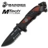 5" US Marines 4.5MM Blade Spring Assisted Folder Knife With Brown Pakkawood Handle -Knife Shop MA1023WD