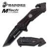 Marines Mtech Tactical Spring Assisted Folding Knife - Black Handle With Medallion -Knife Shop MA1033BK