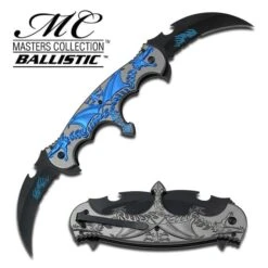 Fantasy Blue Dragon Design Two Bladed Spring Assist Folder Knife