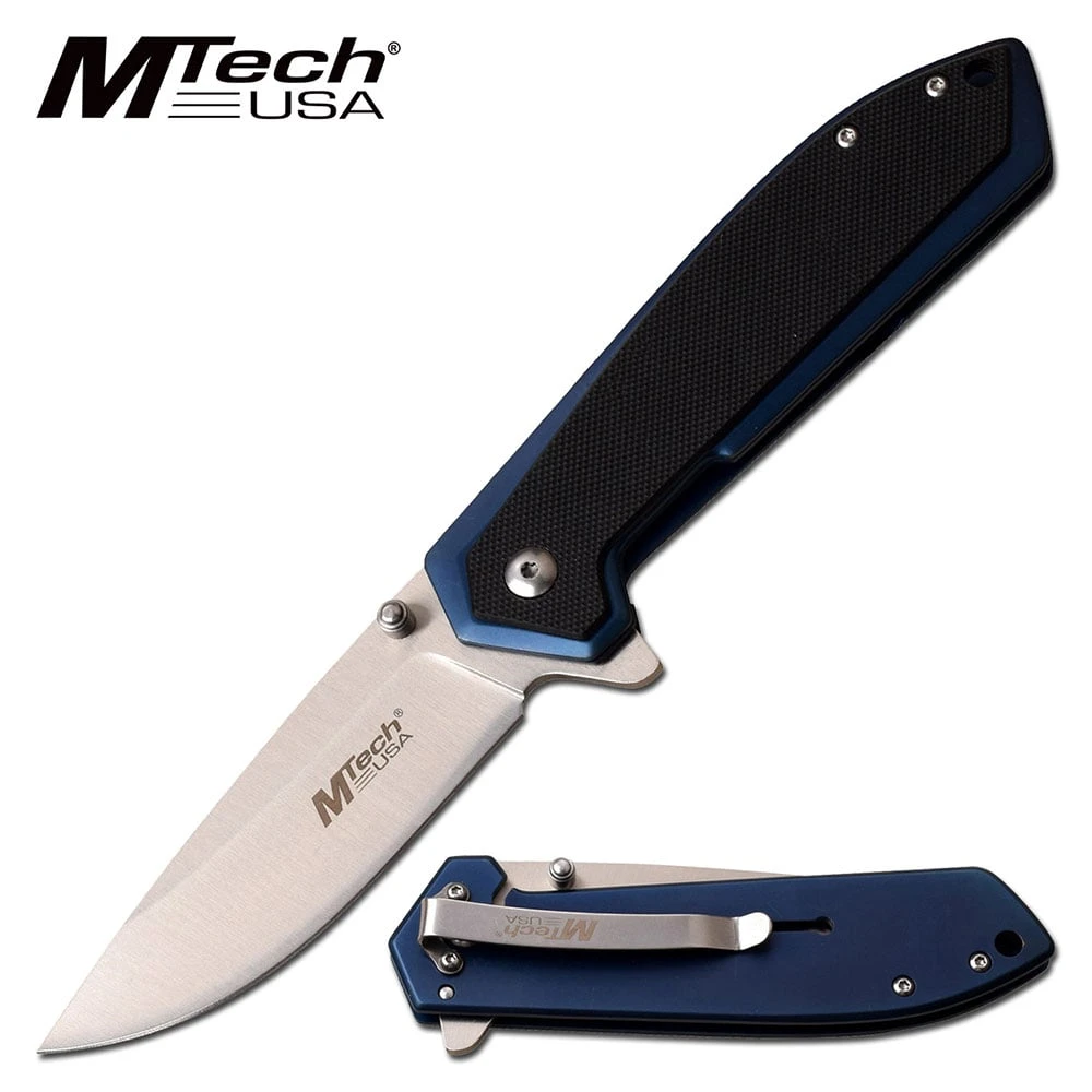 Pocket Knife Frame Lock System 4.75 Inch Black Blue Handle 3 Pocket Knife Frame Lock System 4.75 Inch Black Blue Handle