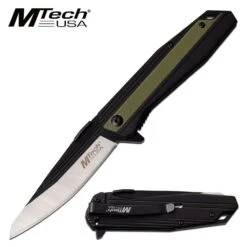 8 Inch Two Tone Manual Folding Pocket Knife Black Green Handle