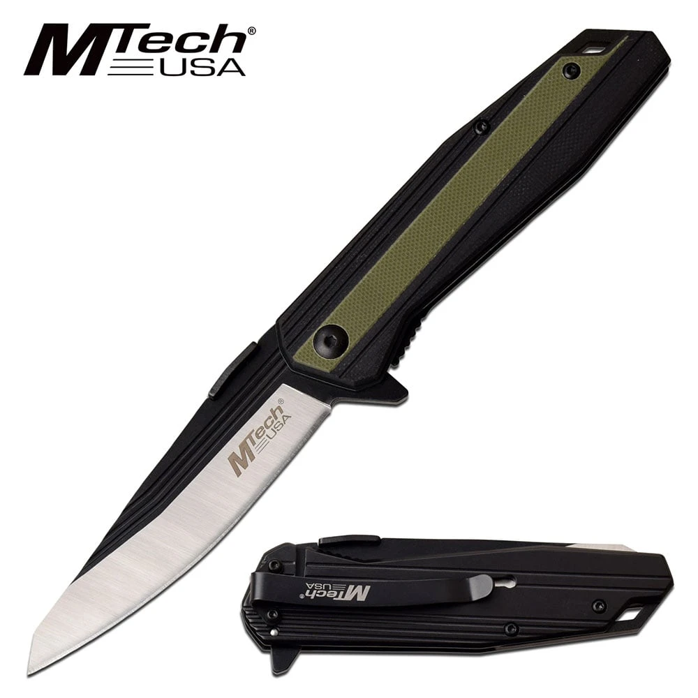 8 Inch Two Tone Manual Folding Pocket Knife Black Green Handle 3 8 Inch Two Tone Manual Folding Pocket Knife Black Green Handle