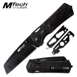 Manual Folding Pocket Knife Hidden Multi Tools In Black Handle