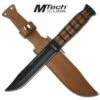 12" Mtech Combat Knife With Wood Handle & Leather Sheath -Knife Shop MT122