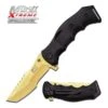 MTech USA Xtreme Ballistic Spring Assisted Knife Titanium Gold Blade Black Handle 1 MTech USA Xtreme Ballistic Spring Assisted Knife Titanium Gold Blade Black Handle -Knife Shop MXA805GD