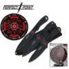 Perfect Point 3 Piece Throwing Knife Set With Target Board - Black Dragon -Knife Shop PP0753BK