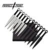 8.5" Kunai Style Throwing Knife Set Of 12 - Silver Black