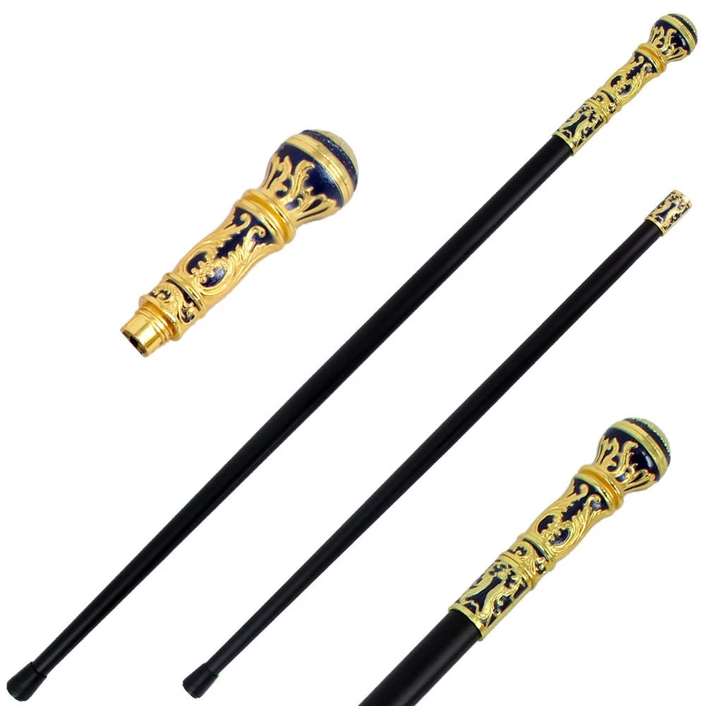 36" Golden Blue Knob Deluxe Steel Walking Stick Gentleman's Cane 3 36" Golden Blue Knob Deluxe Steel Walking Stick Gentleman's Cane