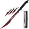 Red Ninja Sword Full Tang Machete Tactical Blade 3 Pcs Kunai Throwing Knife Set -Knife Shop SI20718 1