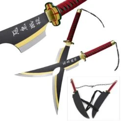 Set Of 2 34" Tengen Uzui's Dual Nichirin Swords With Shoulder Strap