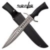 Survivor Fixed Blade Knife 17.25 Inch Bowie Survival Knife Black Handle -Knife Shop SV FIX011BK