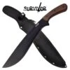 Survivor 22 Inch Machete Survival Knife With Wood Handle And Sheath -Knife Shop SV MHT008BK