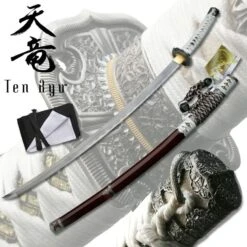 Ten Ryu Samurai Jin Tachi Functional Sword - Maroon Finish