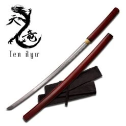 Ten Ryu Hand Sharpen Red Shiraysaya Sword With Sword Bag