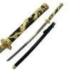 Ten Ryu Fantasy Dragon Handle Samurai Sword Gold With Black Scabbard -Knife Shop TR039BGD