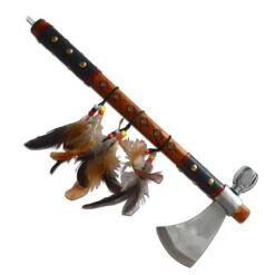 Red Indian Smoking Peace Axe With Feather Pendant